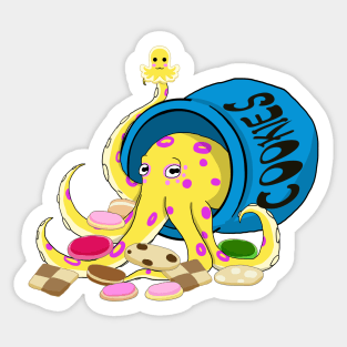 Octopus in a cookie jar (yellow with rings) Sticker